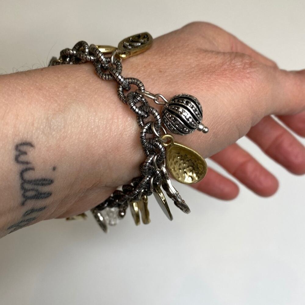 Chico’s Celtic Charm Bracelet Magnetic Clasp EUC OS Silver-Tone Metal